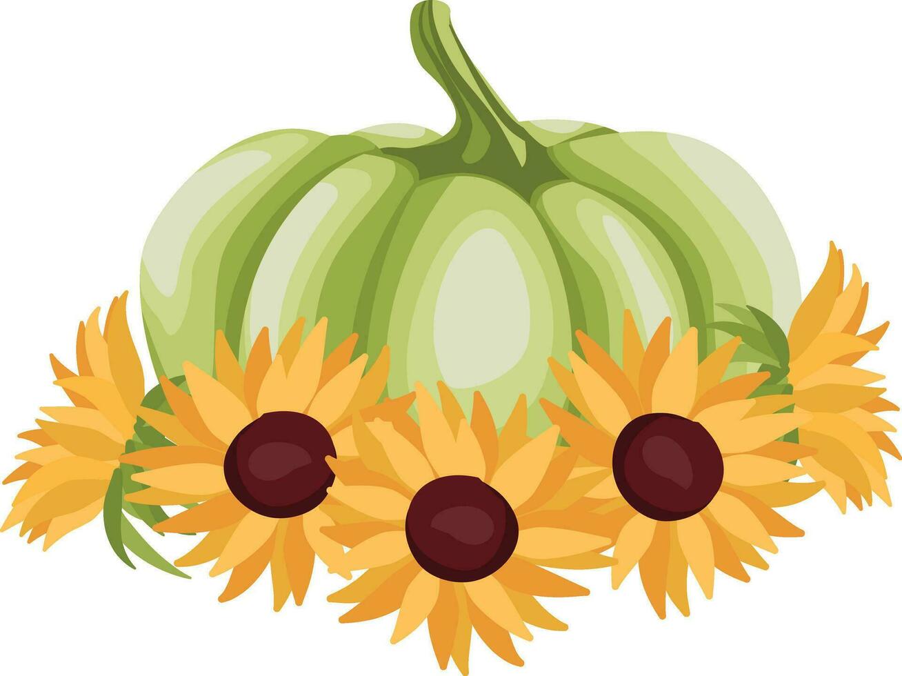 otoño calabazas, girasoles, hojas, naturaleza botánico decorativo recopilación. vector