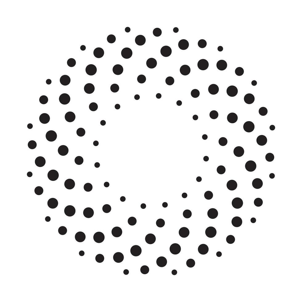 Dotted spiral vortex design element, vector illustration.