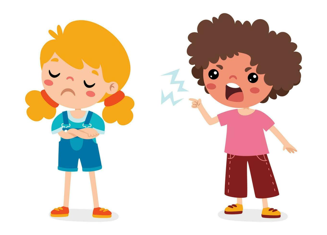 Cartoon Illustration Of Kids Quarrel vector