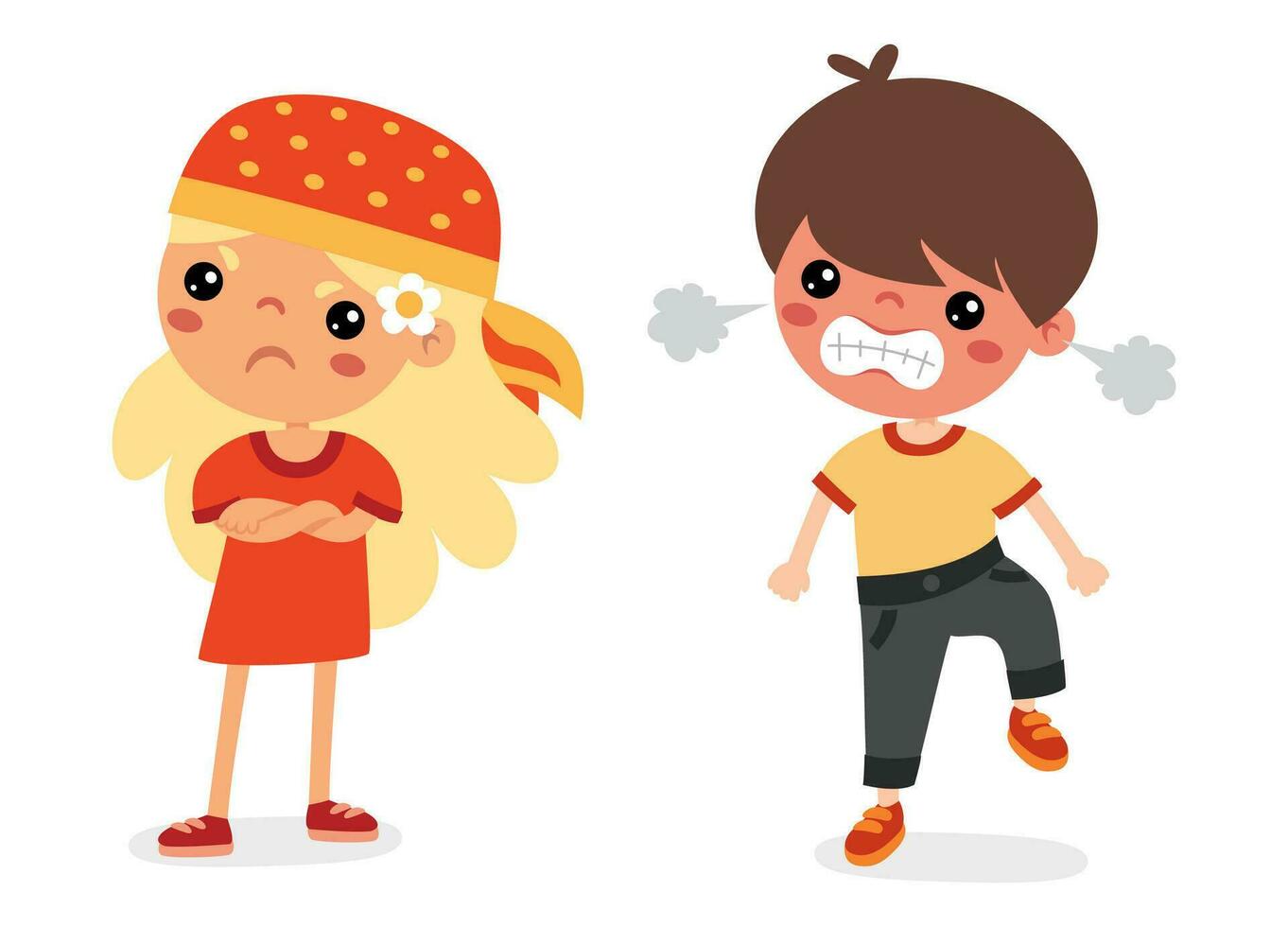 Cartoon Illustration Of Kids Quarrel vector