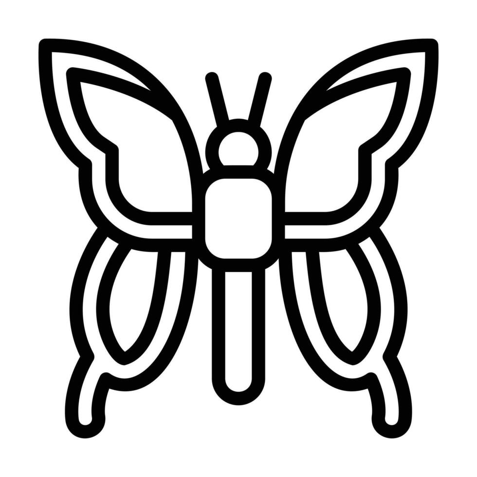 icono de línea de mariposa vector