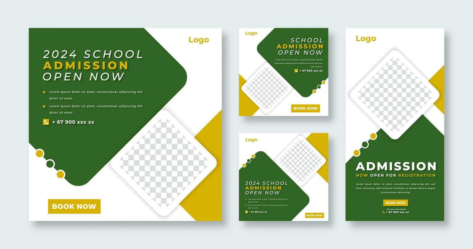 School Education Admission Social Media Post for Online Marketing Promotion Banner, Story and Web Internet Ads Flyer vector