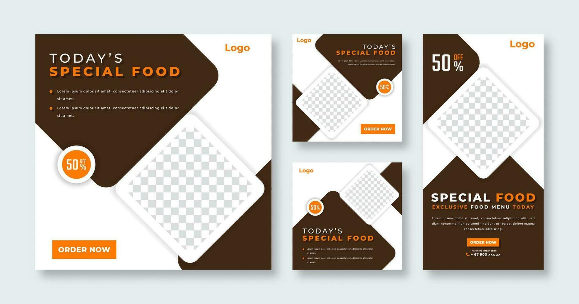 Special Food Restaurant Social Media Post for Online Marketing Promotion Banner, Story and Web Internet Ads Flyer vector