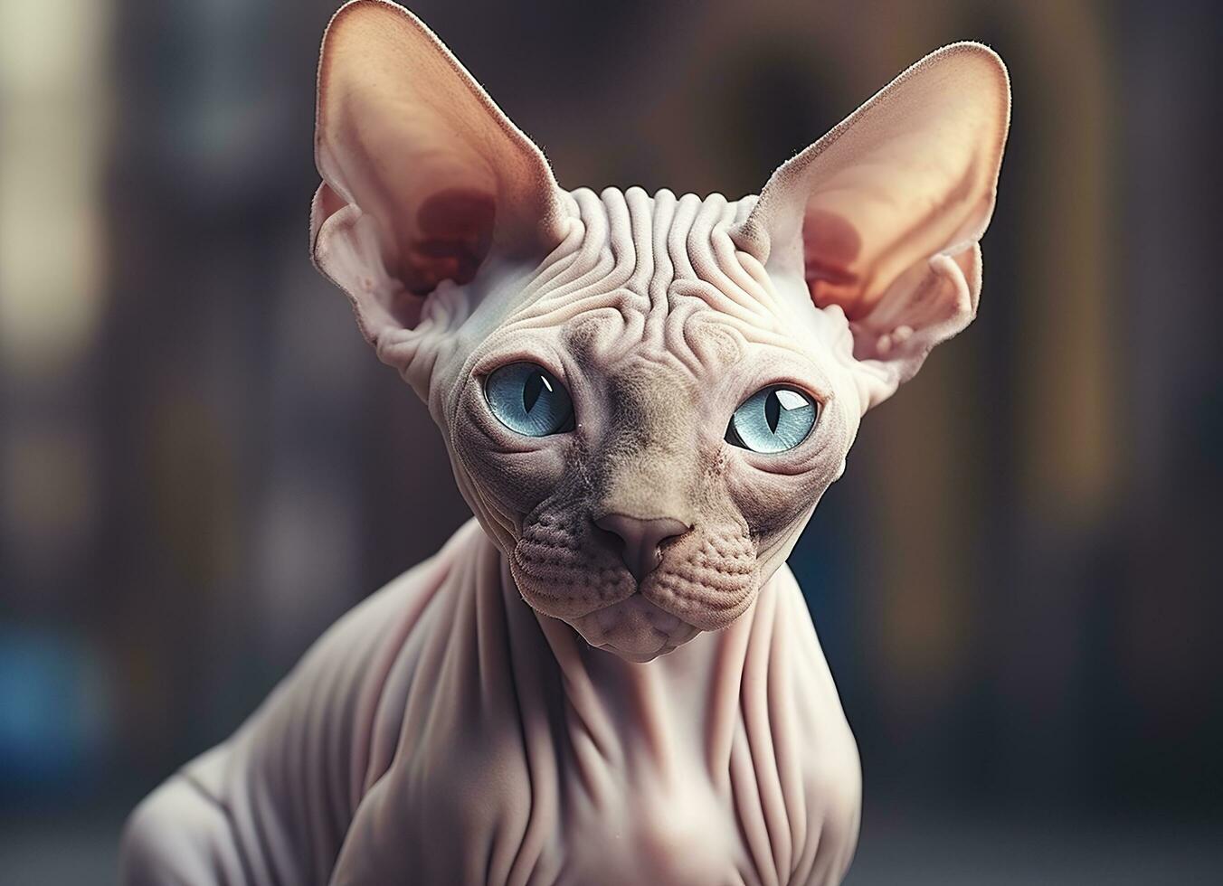 Beautiful photo Sphynx cat concept, contemporary natural and mood social background. Generative AI