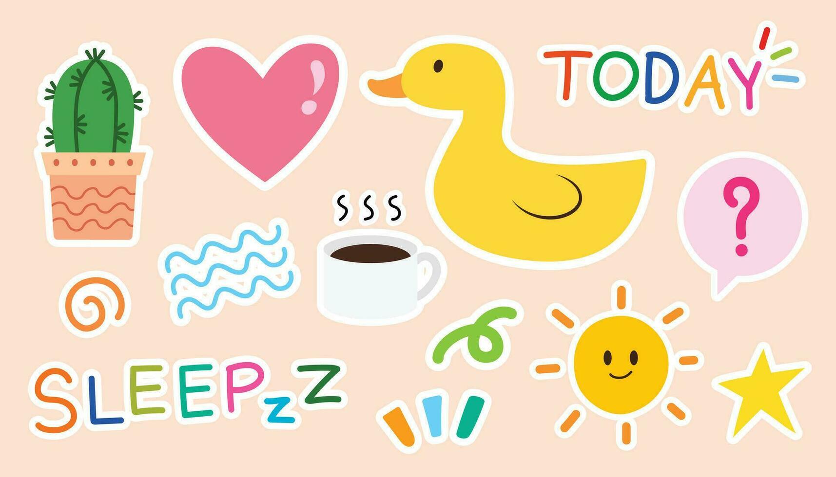 Daily planner cartoon sticker for note, diary, illustration vector