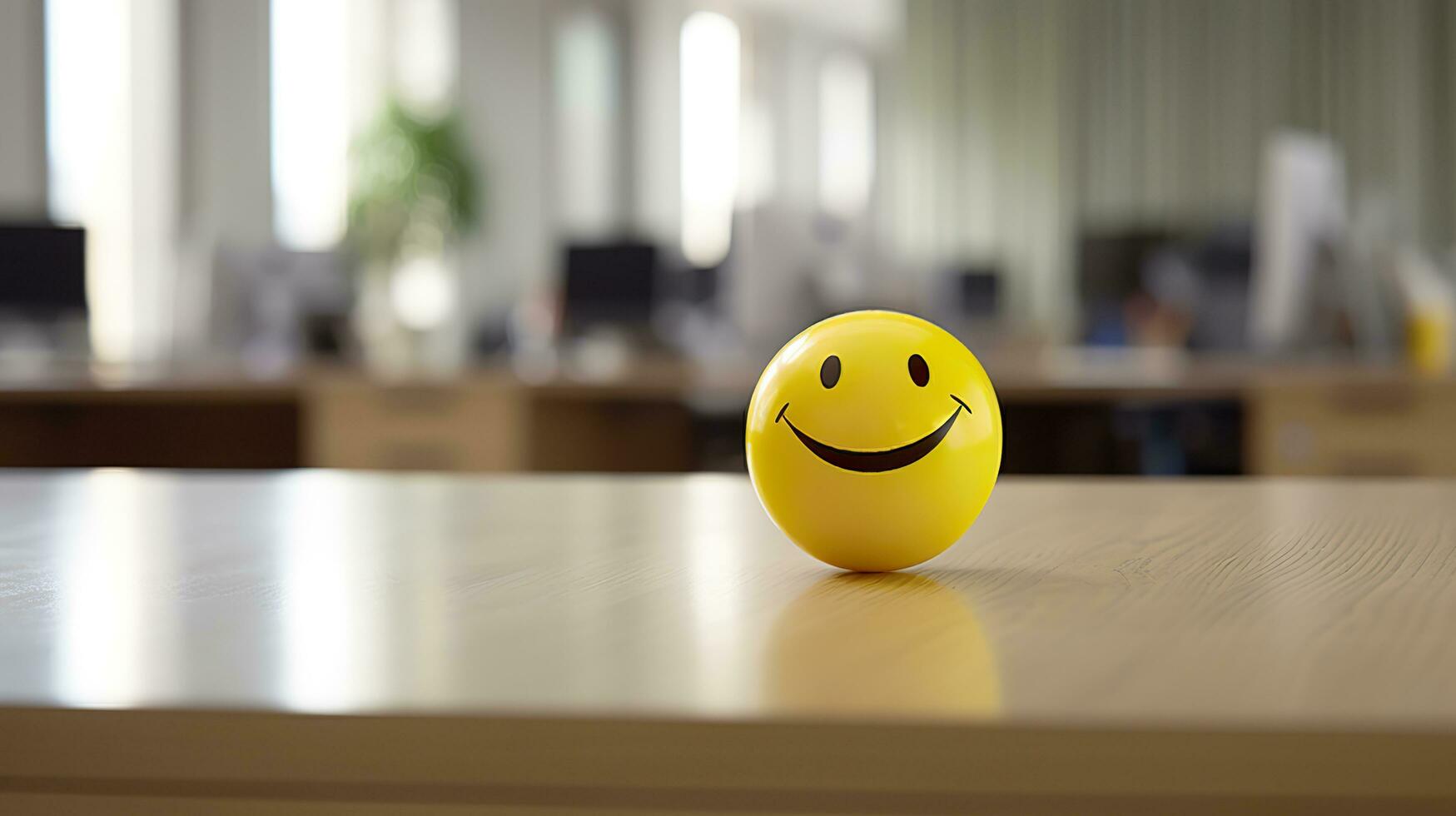 un amarillo sonriente pelota lata promover un positivo trabajo ambiente. generativo ai foto