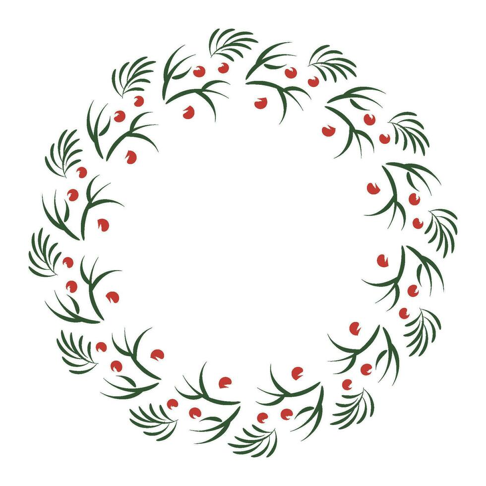 Hand Drawn Christmas Wreath design for print vector