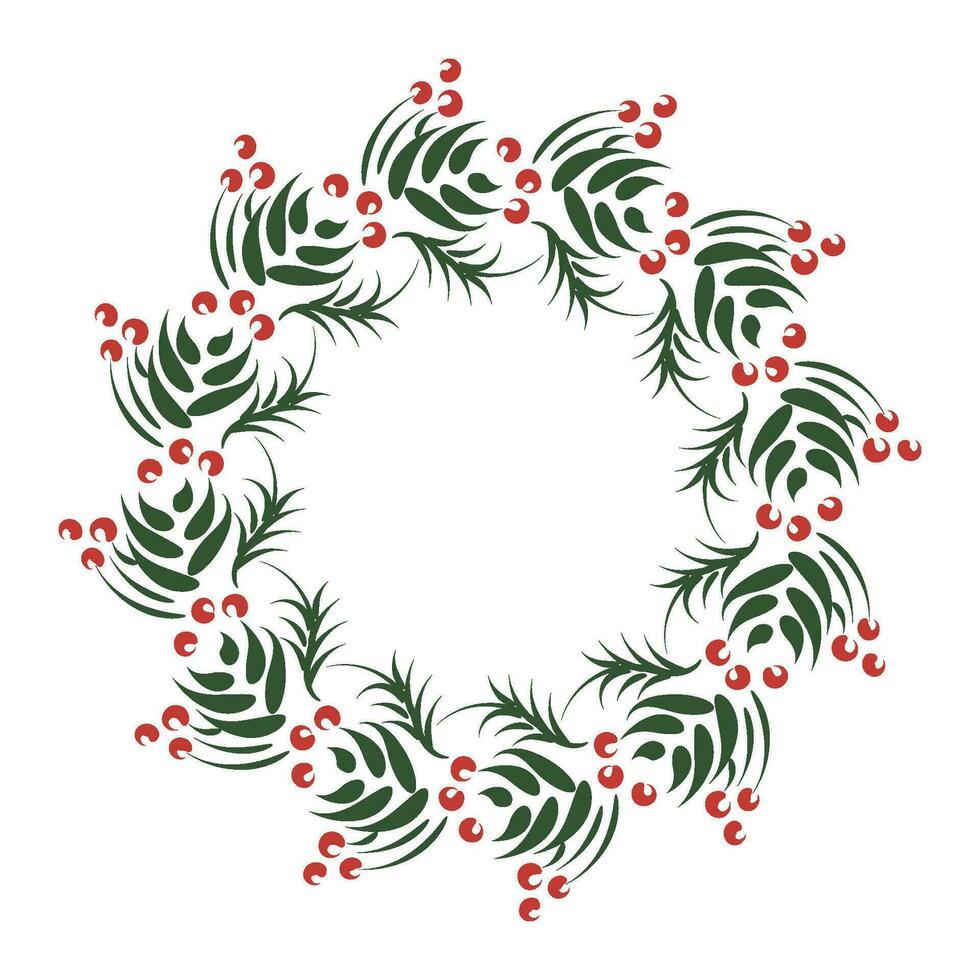 Hand Drawn Christmas Wreath design for print vector