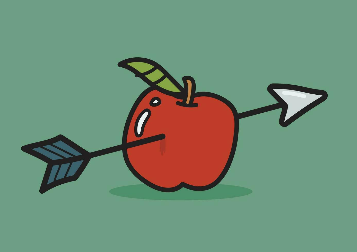 Apple with arrow doodle style vector
