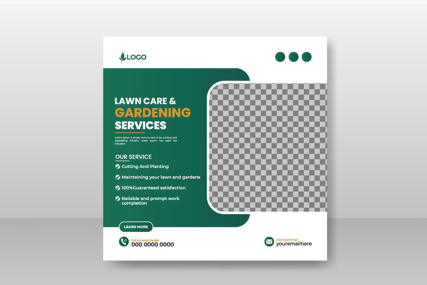 lawn care and gardening service social media cover or post and web banner design template vector
