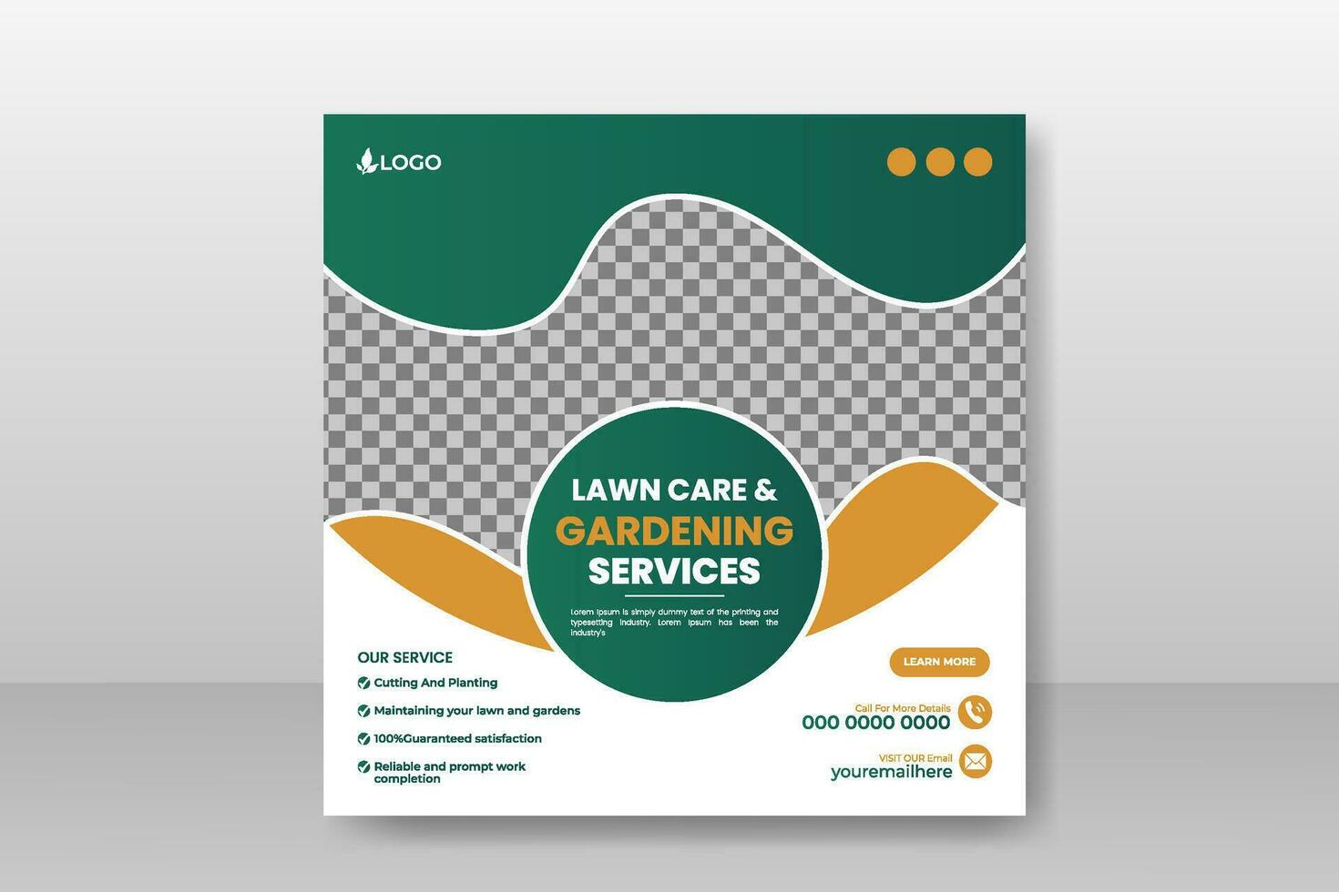 lawn care and gardening service social media cover or post and web banner design template vector