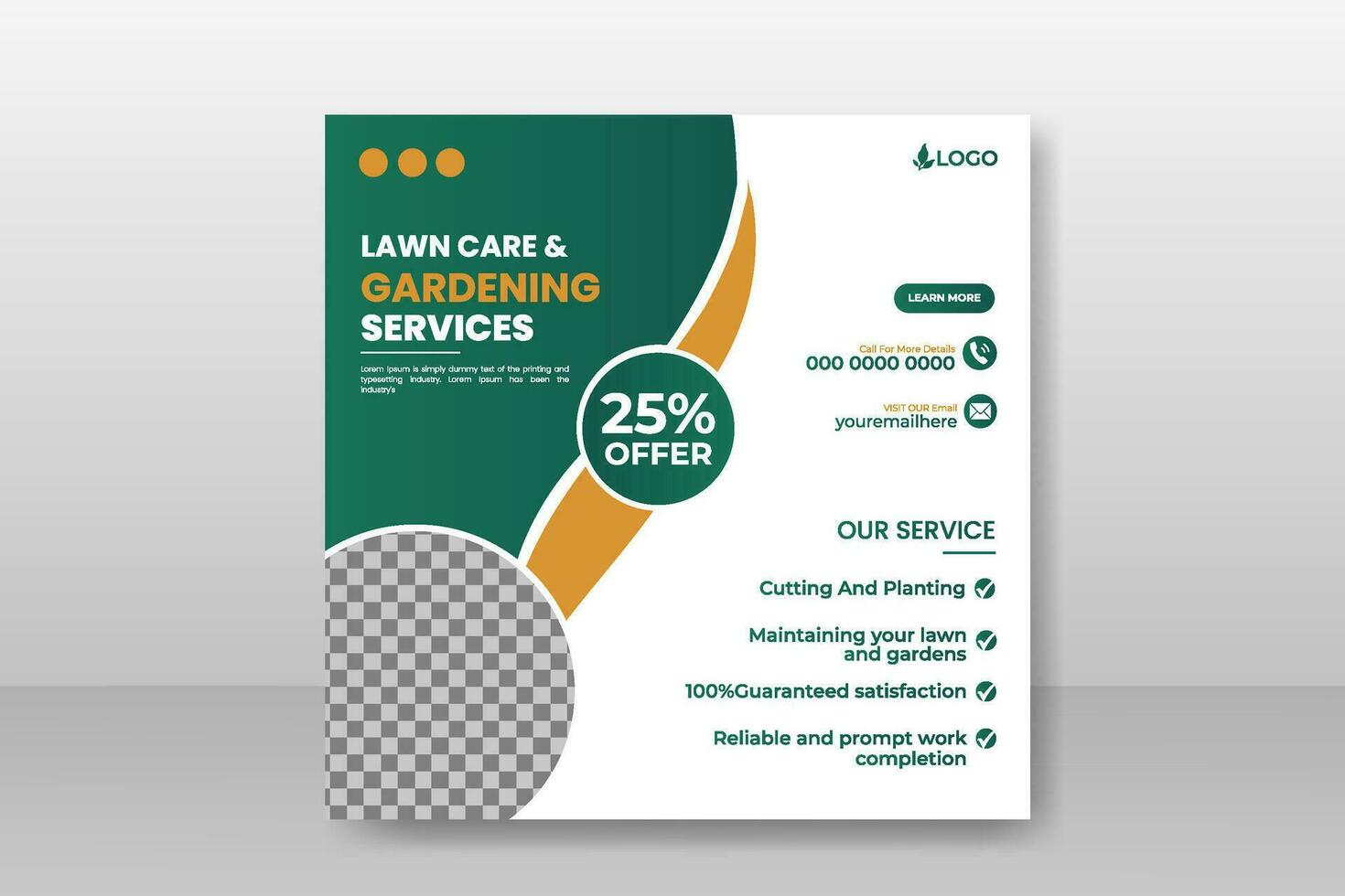 lawn care and gardening service social media cover or post and web banner design template vector