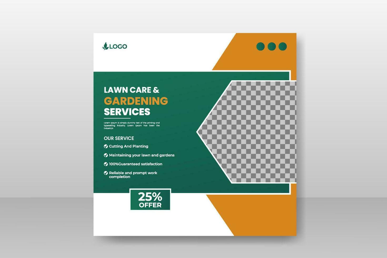 lawn care and gardening service social media cover or post and web banner design template vector