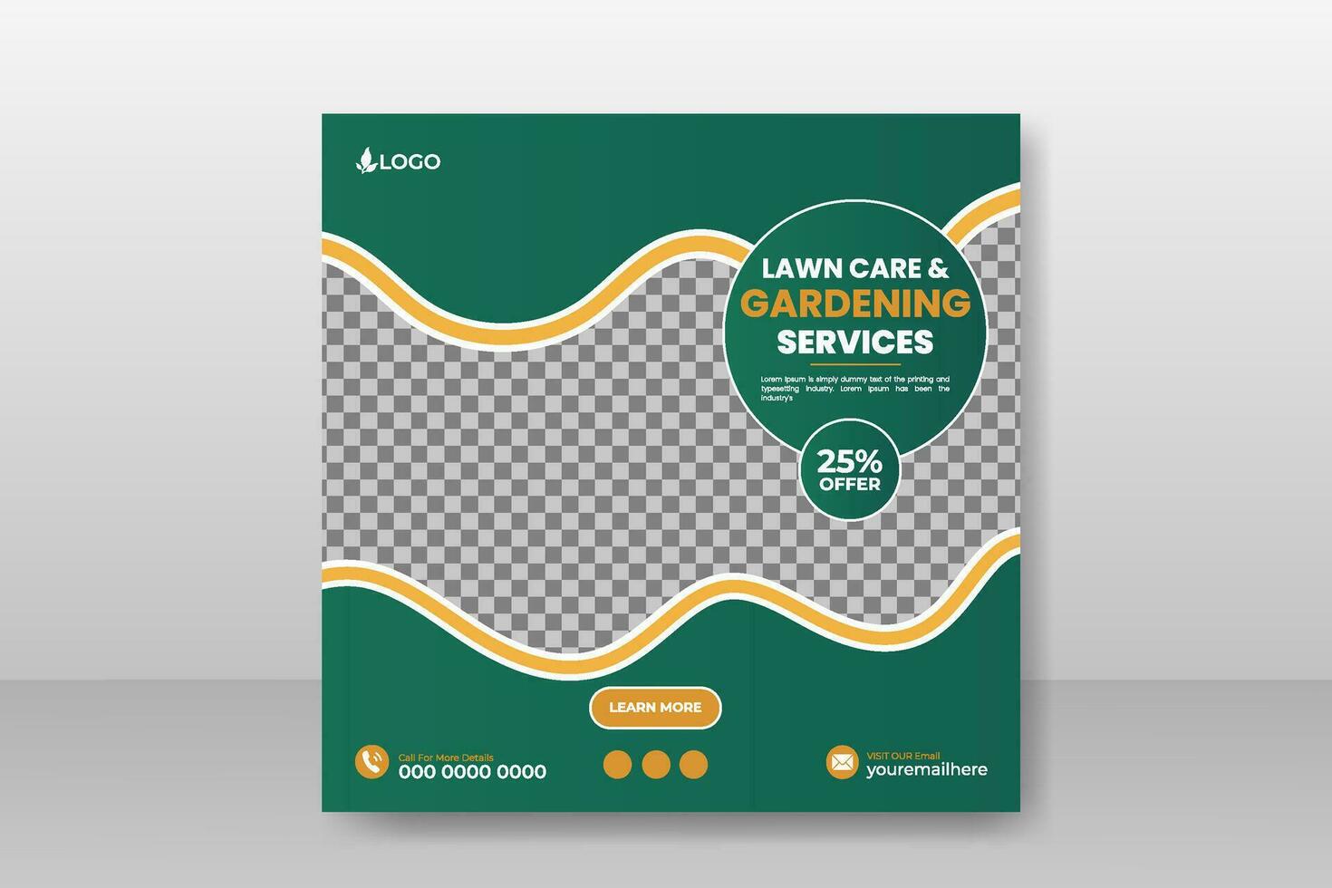 lawn care and gardening service social media cover or post and web banner design template vector