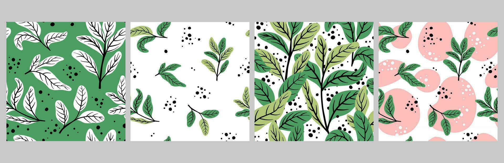 Seamless plant pattern with plants. Natural ornament of mint leaves. Design for fabric, paper vector