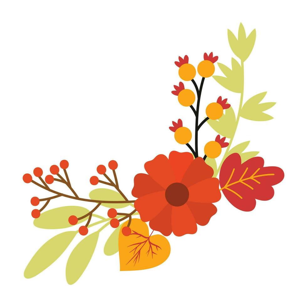 Autumn Fall Floral Frame Decoration Design For Invitations, Cards, Monograms, etc. vector
