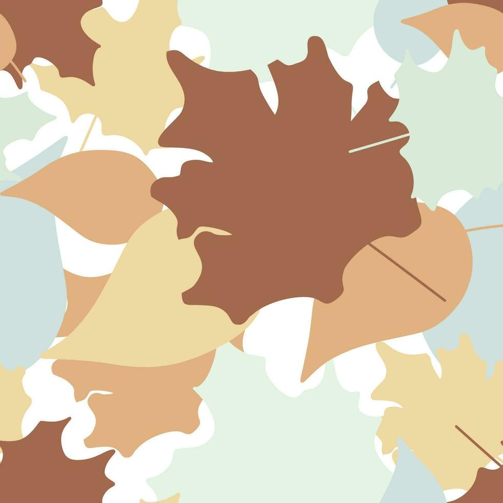 Autumn leaves vector seamless pattern. Endless pastel Color background. Illustration with maple leaf for Printing, Fabric, Wrapping paper, textile, dress, cover and package. Fallen leaves template.
