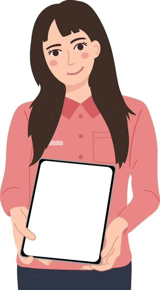 Female Clerk Shop Saleperson Greeting Illustration Graphic Cartoon Art vector