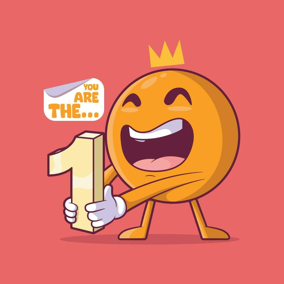 Emoji Character celebrating your personal victories vector illustration. Success, victory, winner design concept.