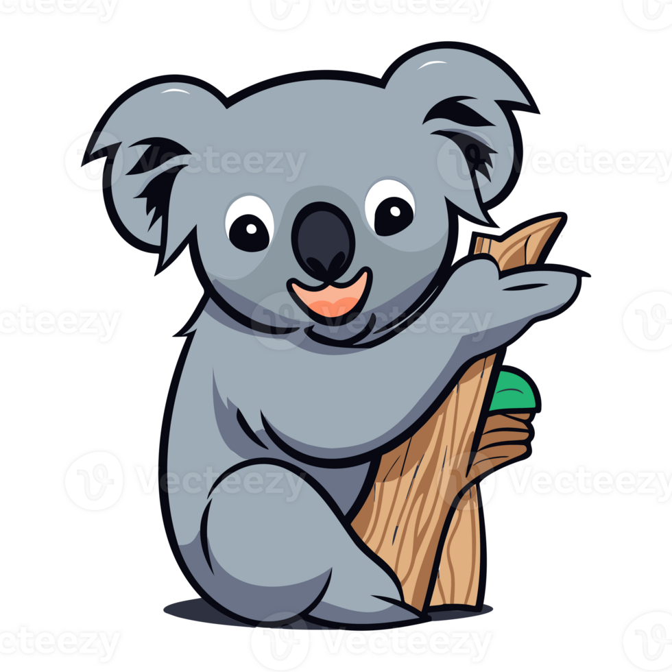 Cute Koala on tree branch png