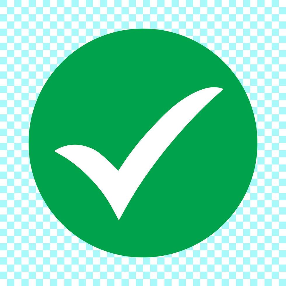 Check mark in green circle icon. Flat design. vector