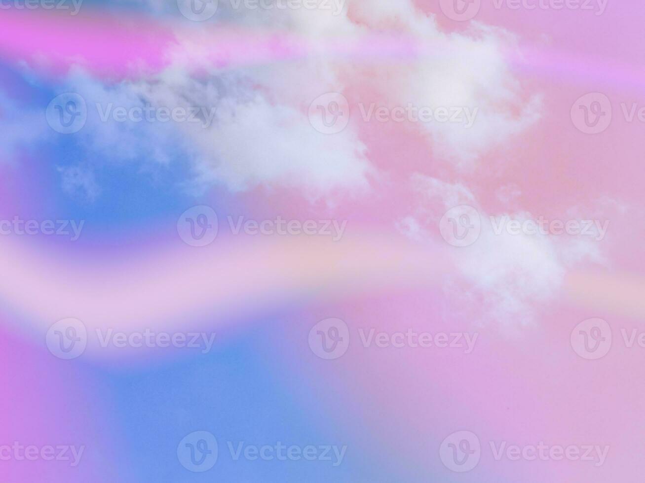 beauty sweet pastel soft blue and pink with fluffy clouds on sky. multi color rainbow image. abstract fantasy growing light photo