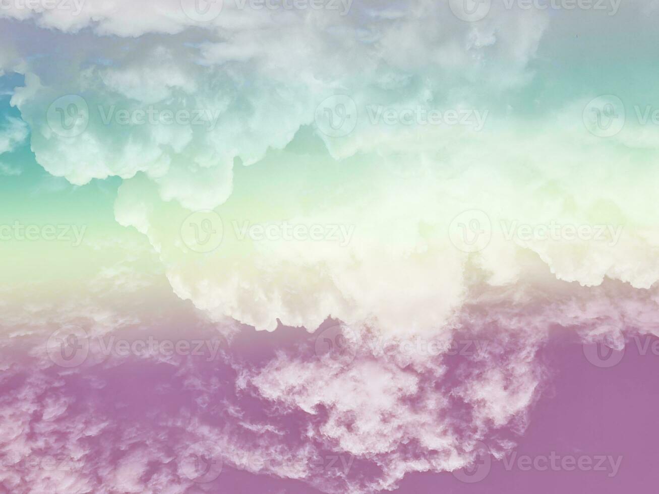 beauty sweet pastel violet green colorful with fluffy clouds on sky. multi color rainbow image. abstract fantasy growing light photo