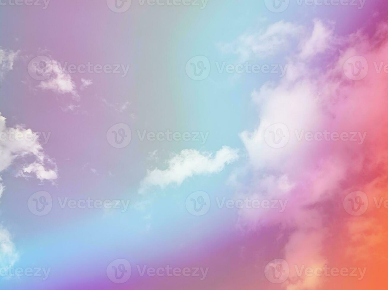 beauty sweet pastel soft red and violet with fluffy clouds on sky. multi color rainbow image. abstract fantasy growing light photo