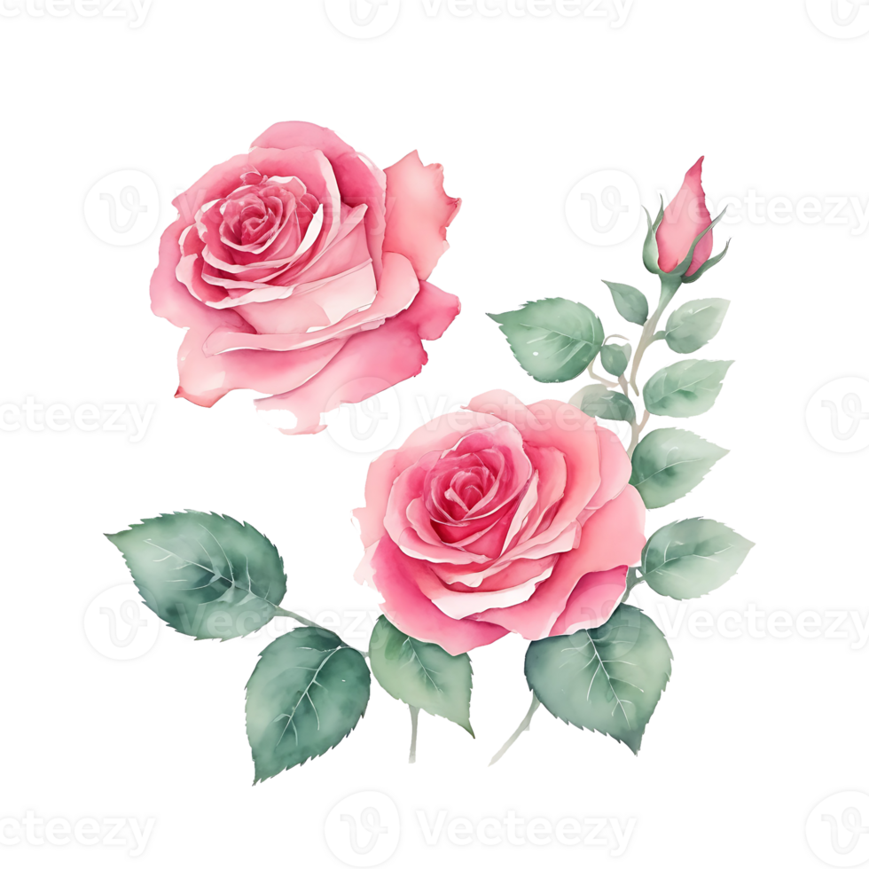 Roses flowers, watercolor painting png