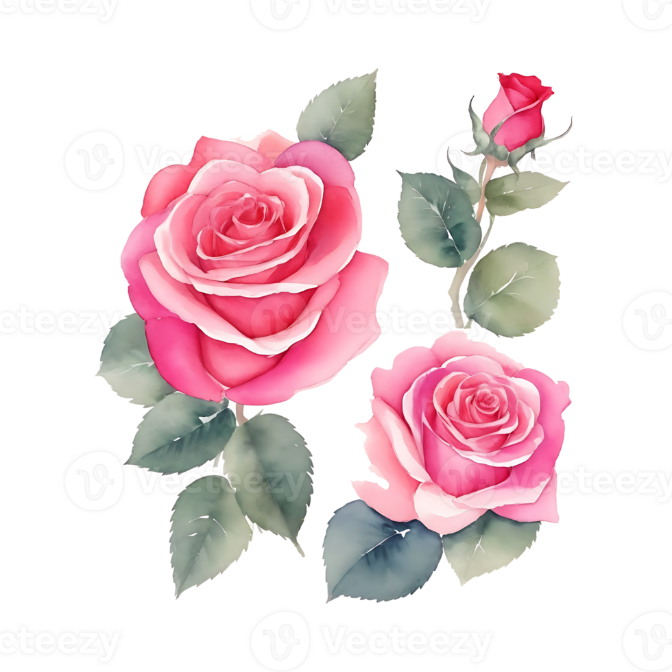 Roses flowers, watercolor painting png