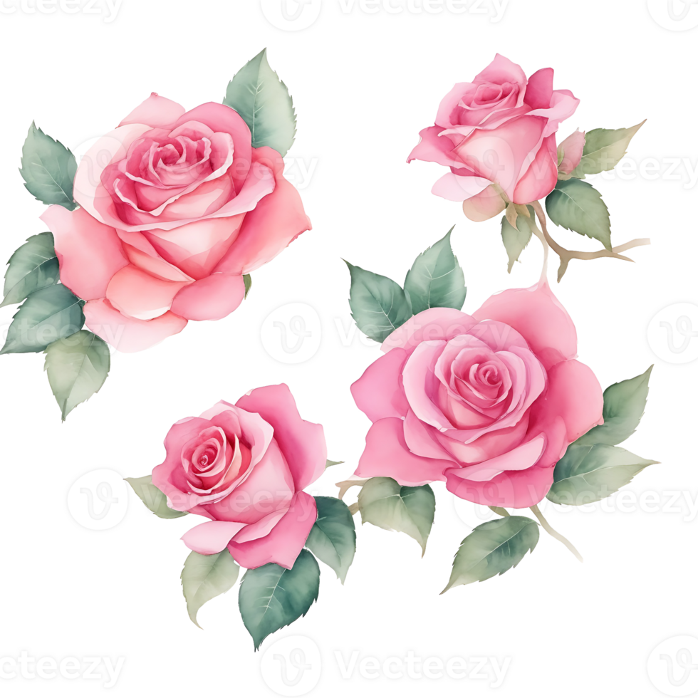 Roses flowers, watercolor painting png