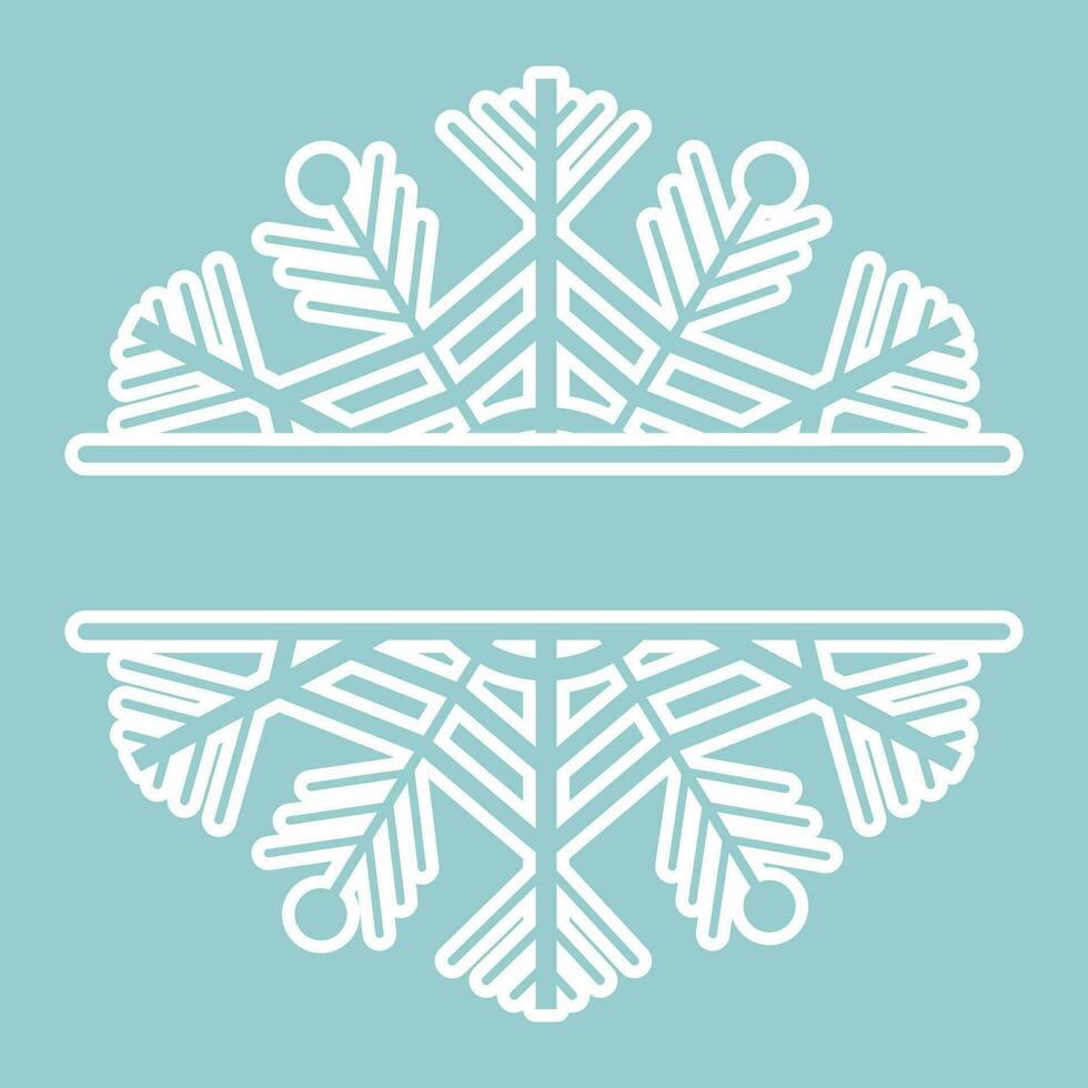Decoration snowflake frame, monogram for text, cutout, line isolated on background. Christmas holidays, winter symbol, greeting. . Vector illustration