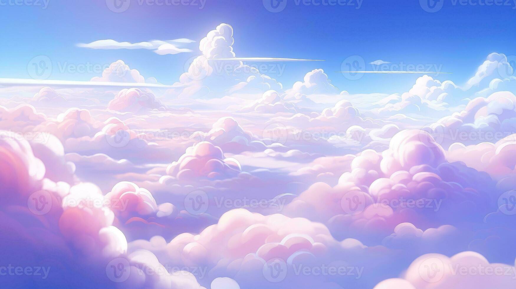 aéreo ver blanco nubes en cielo. cima. ver desde zumbido. aéreo aves ojo. aéreo parte superior ver paisaje de nubes cielo fondo, generativo ai ilustración foto