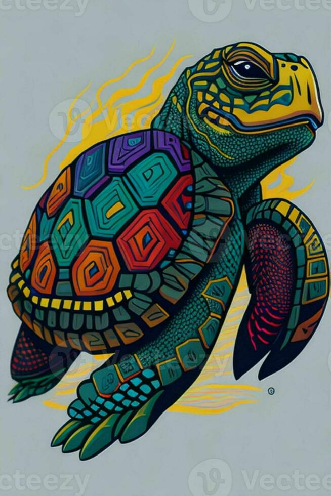 A detailed illustration of a Turtle for a t-shirt design, wallpaper, and fashion photo