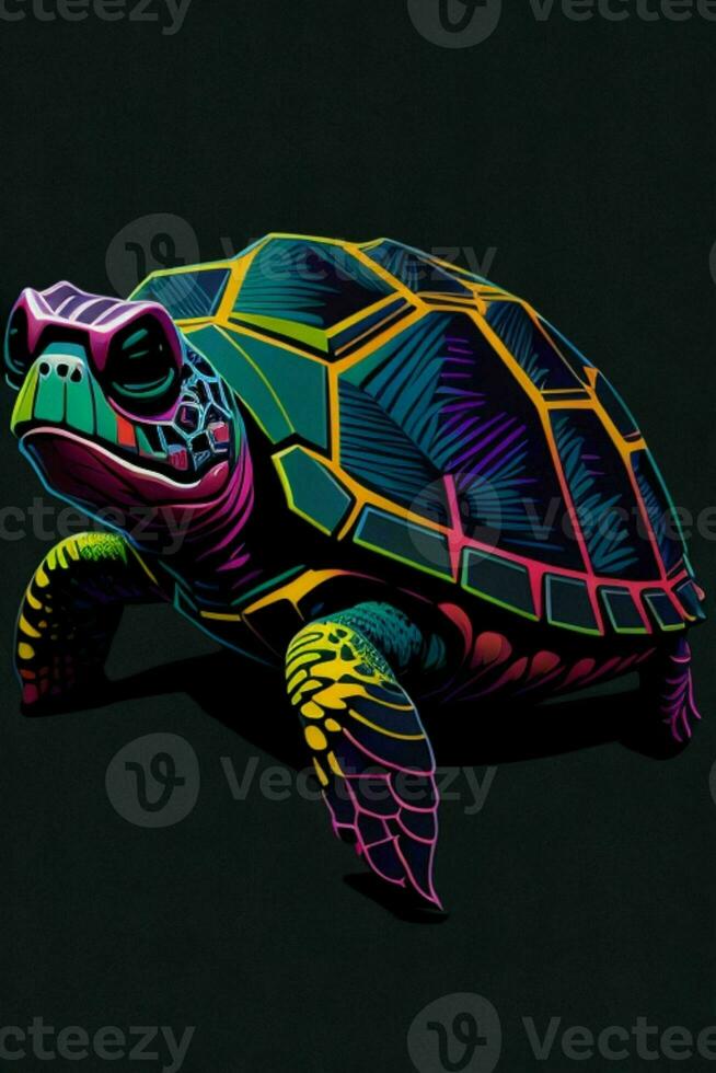 un detallado ilustración de un Tortuga para un camiseta diseño, fondo de pantalla, y Moda foto