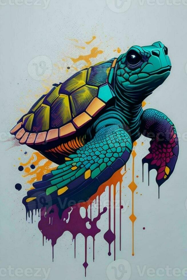 un detallado ilustración de un Tortuga para un camiseta diseño, fondo de pantalla y Moda foto