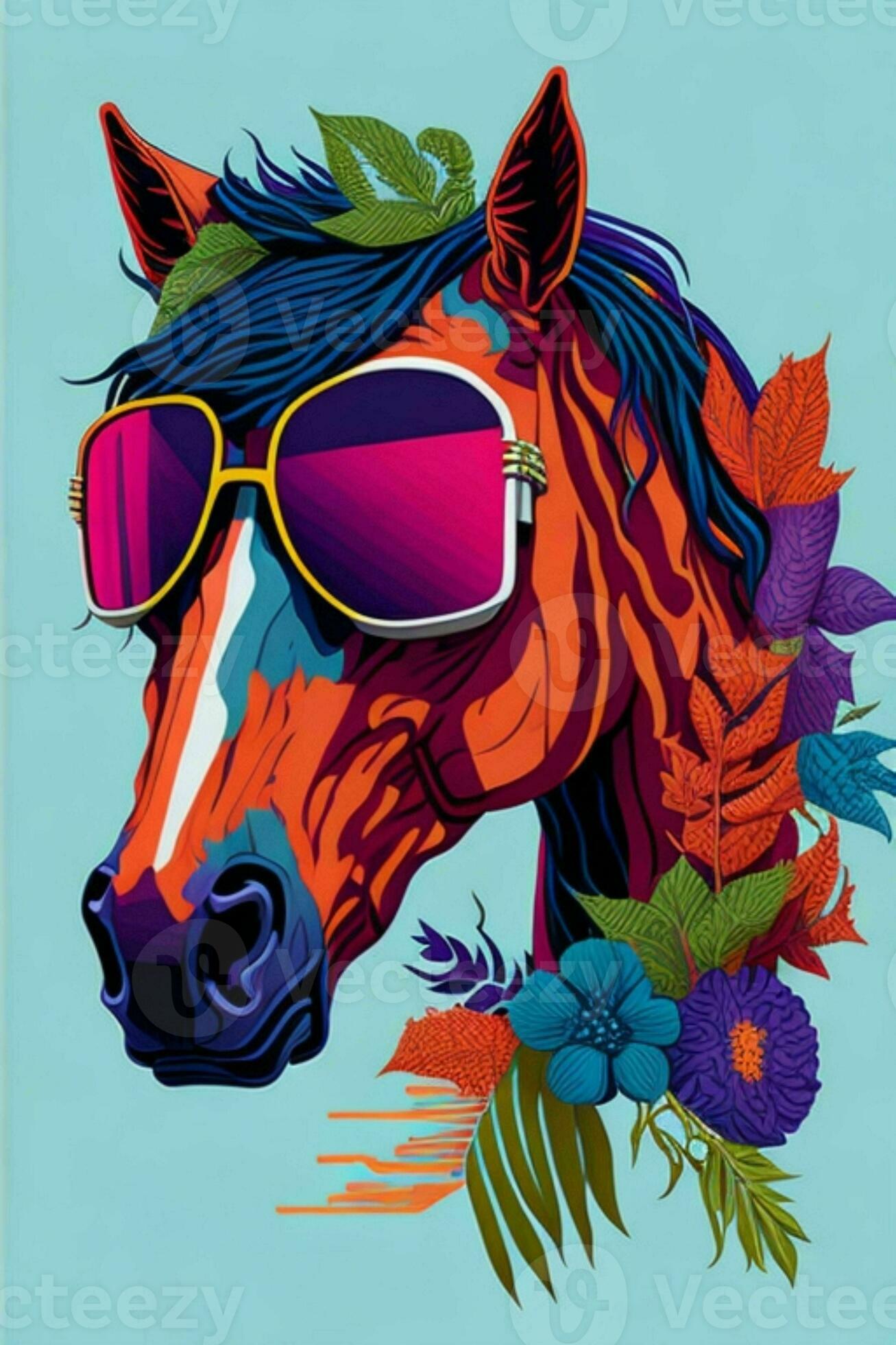 A detailed illustration of a Horse for a t-shirt design, wallpaper and