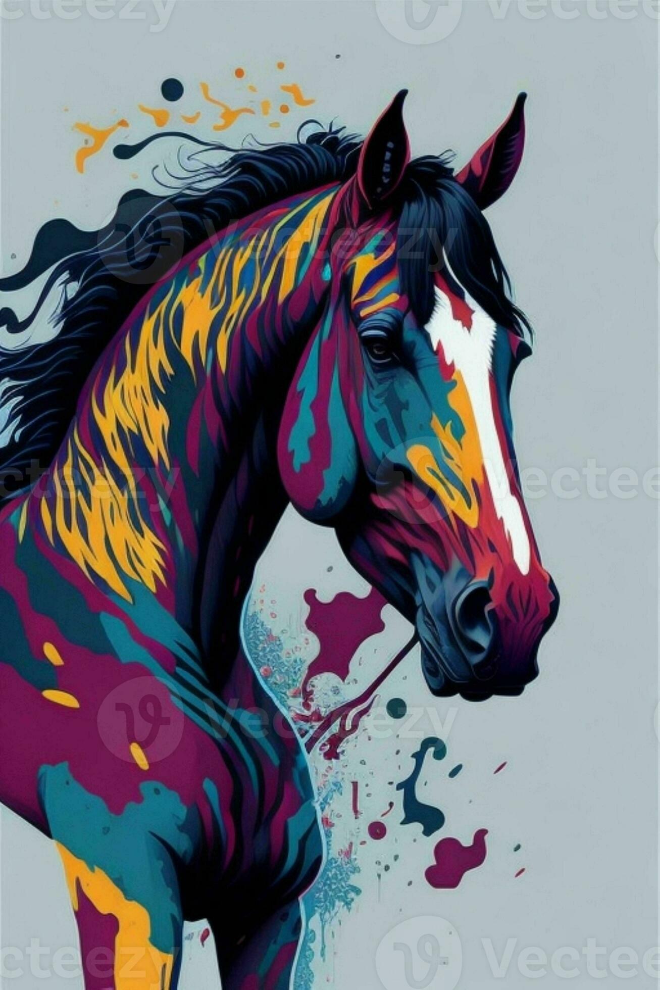 A detailed illustration of a Horse for a t-shirt design, wallpaper and