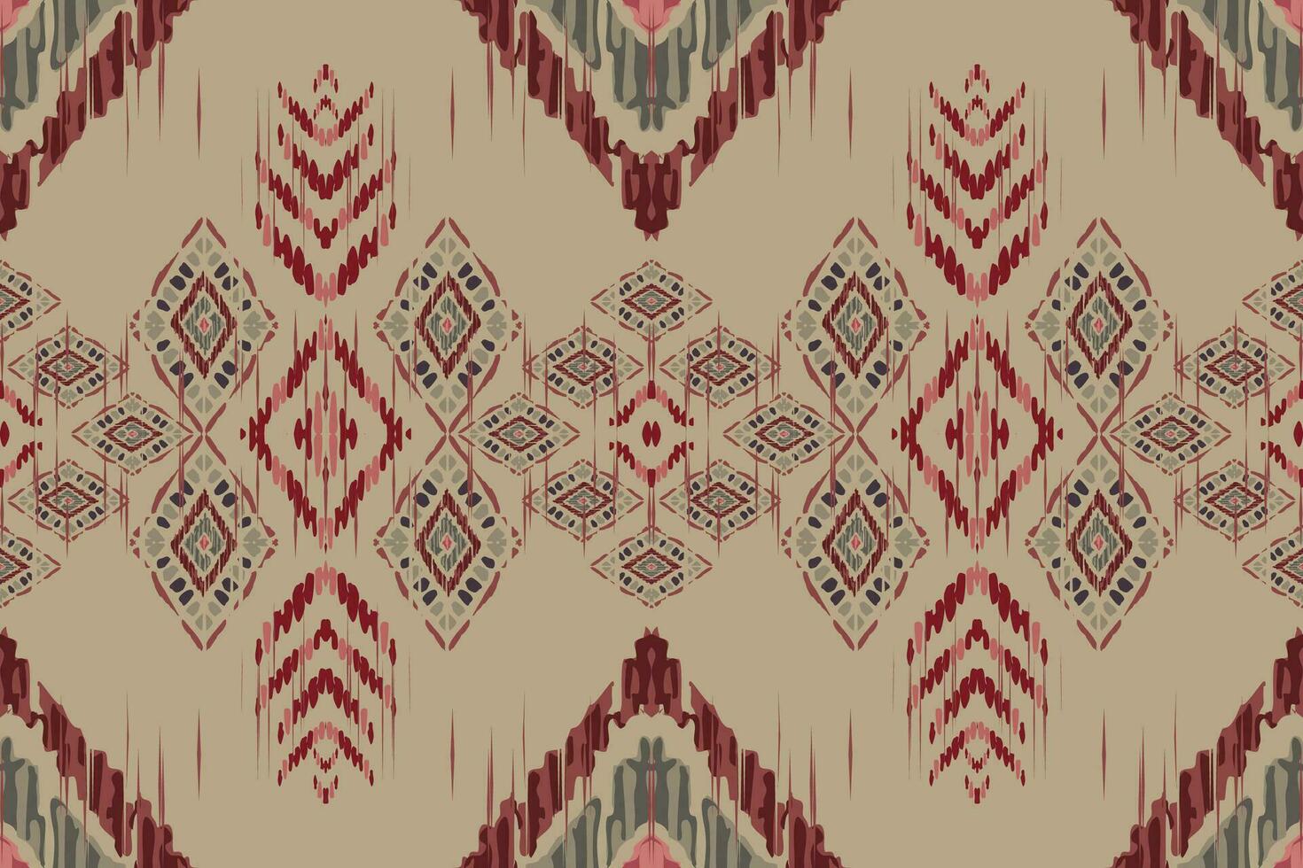 Ikat paisley embroidery on gray background.geometric ethnic oriental seamless pattern traditional.Aztec style abstract vector illustration.design for texture,fabric,clothing,wrapping,carpet,print.