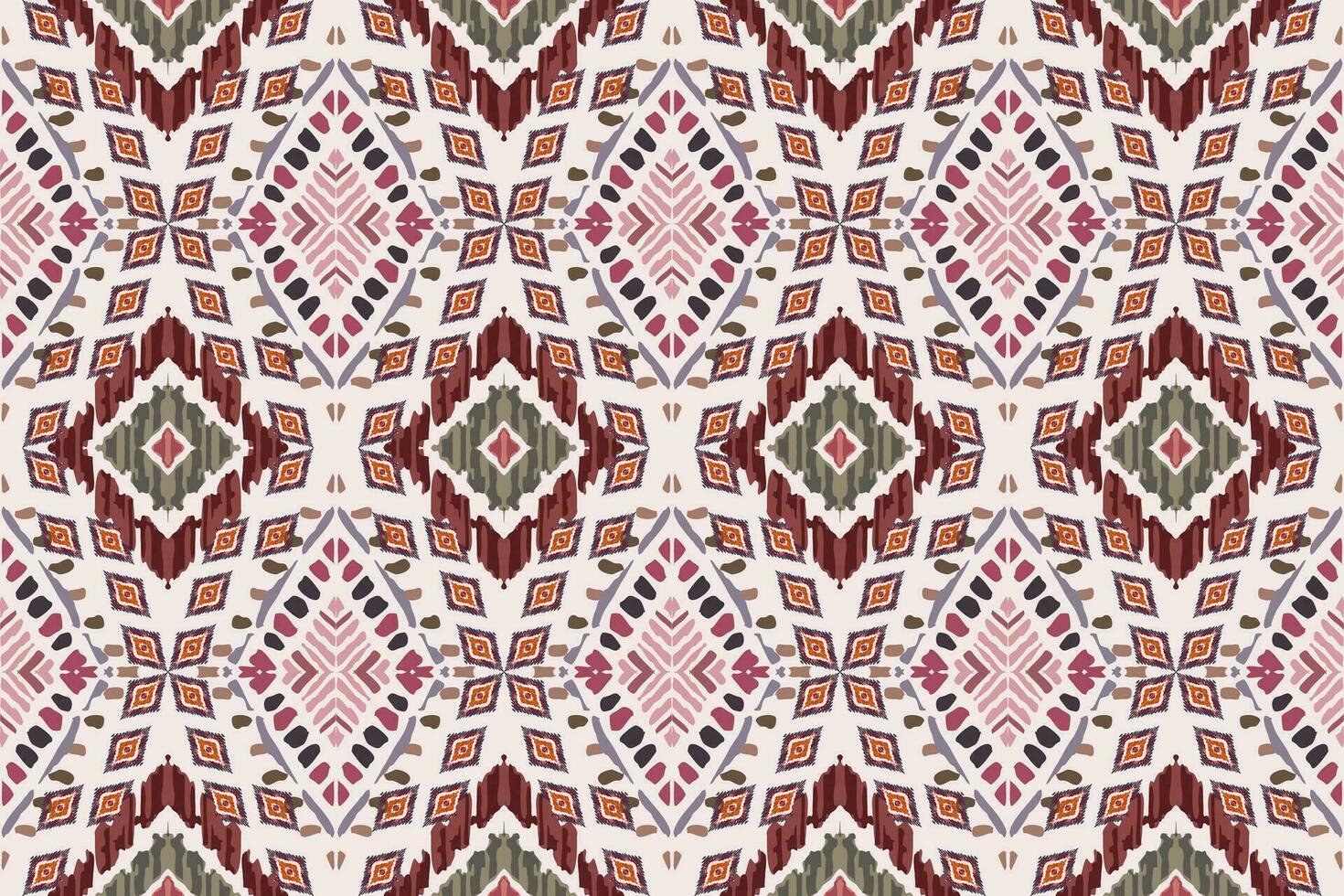 Ikat paisley embroidery on gray background.geometric ethnic oriental seamless pattern traditional.Aztec style abstract vector illustration.design for texture,fabric,clothing,wrapping,carpet,print.