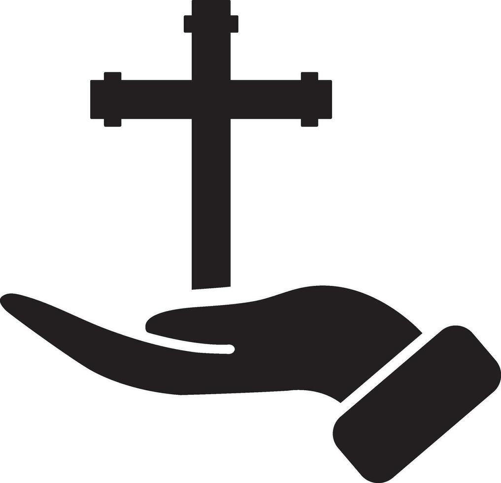 Holly cross in hand icon vector