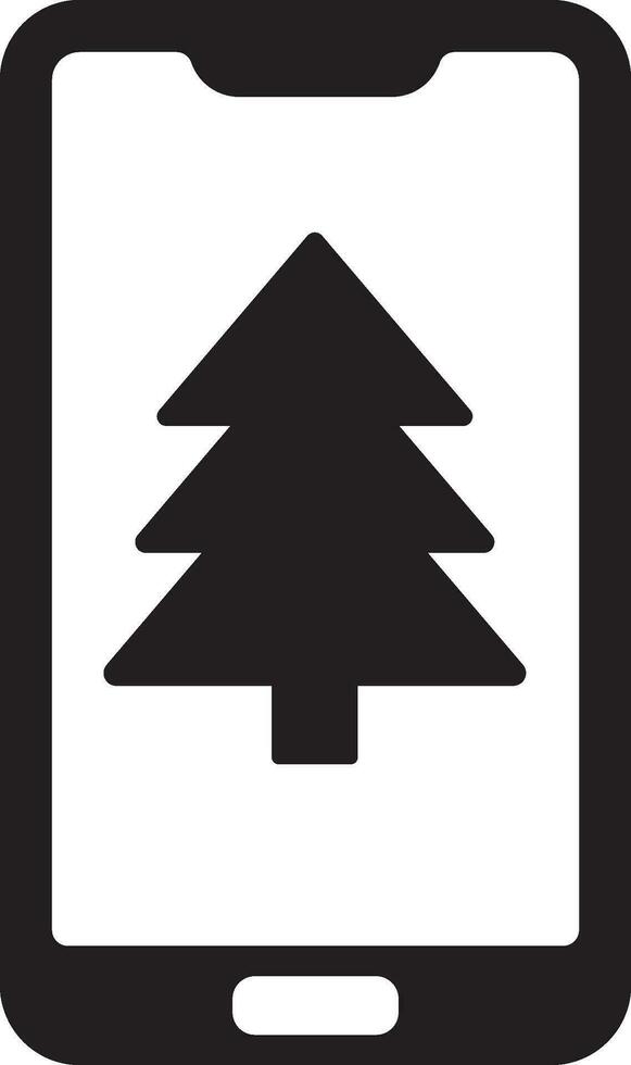 Mobile with Christmas tree icon vector