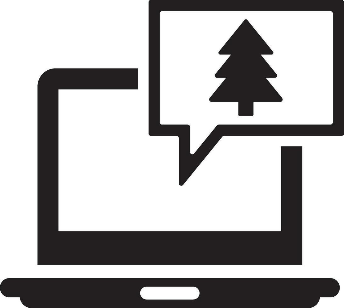 Laptop and tree icon vector