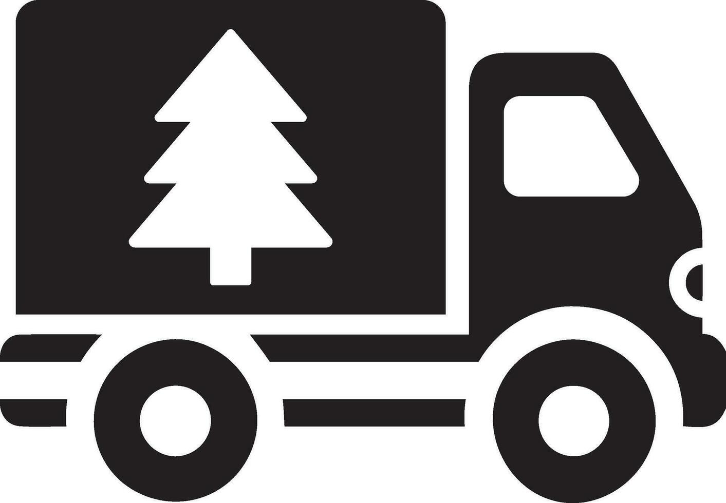 entrega camioneta con árbol icono vector
