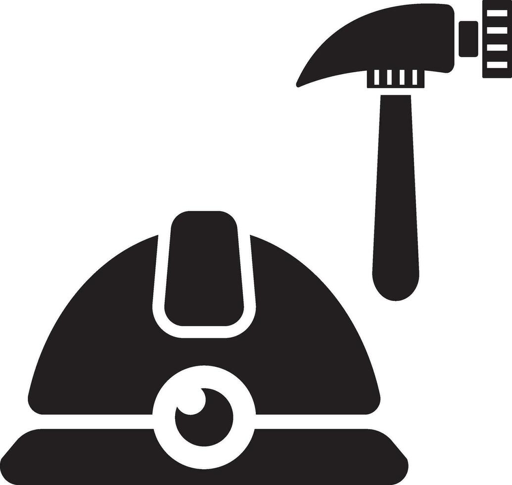 Helmet and hammer icon vector