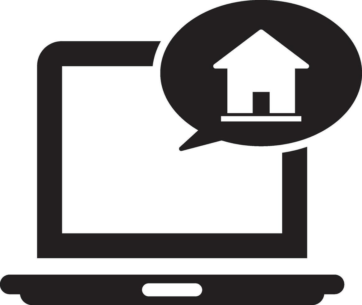 Real estate message on the laptop screen icon vector