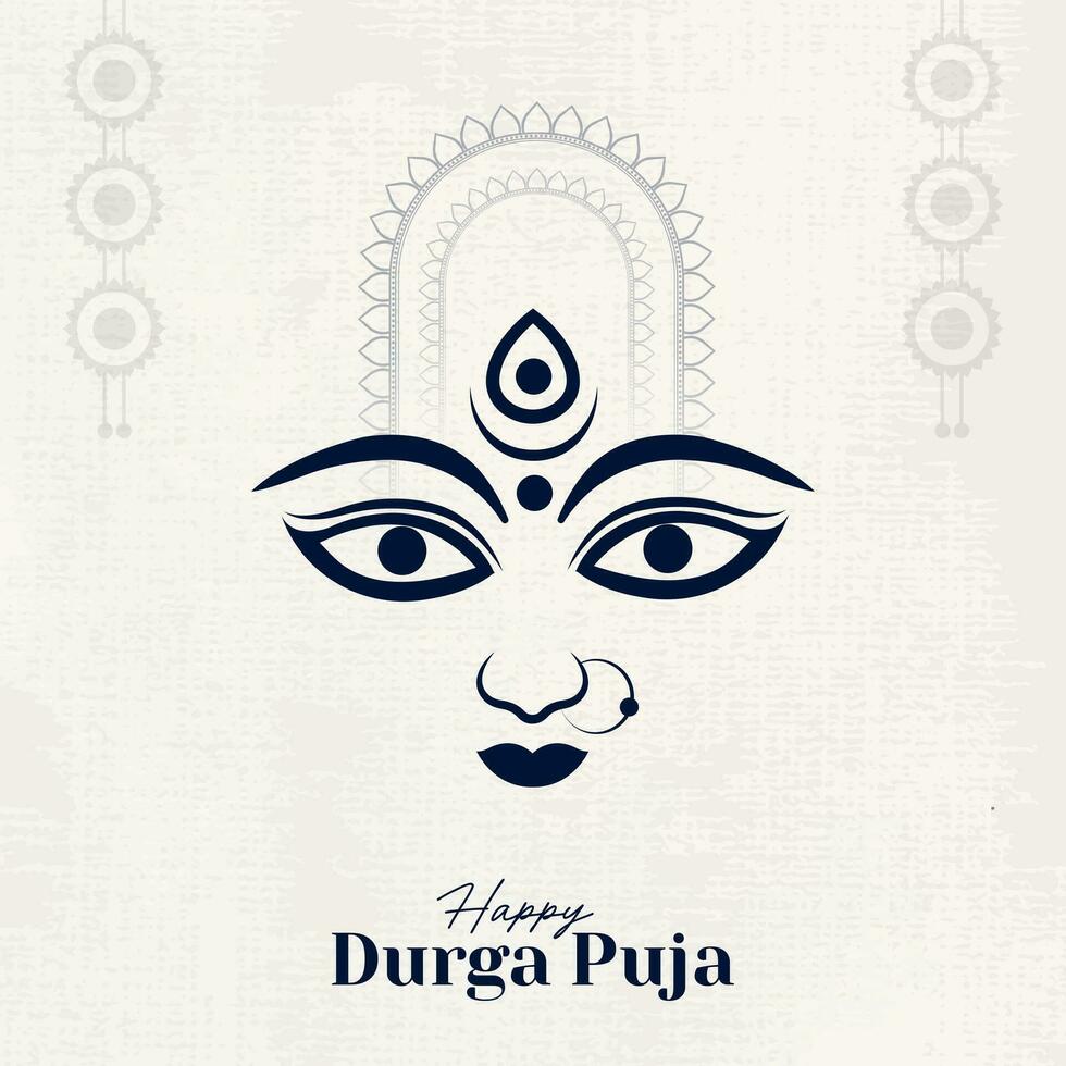 Happy Durga Puja Illustrations, Durga Face, Subh Navratri, Dussehra vector