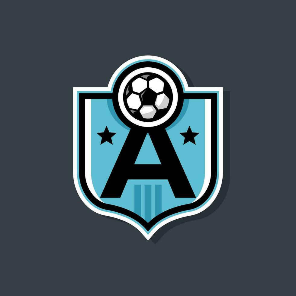 letter A soccer logo. football logo badge with a soccer ball illustration. sport team logo vector. vector