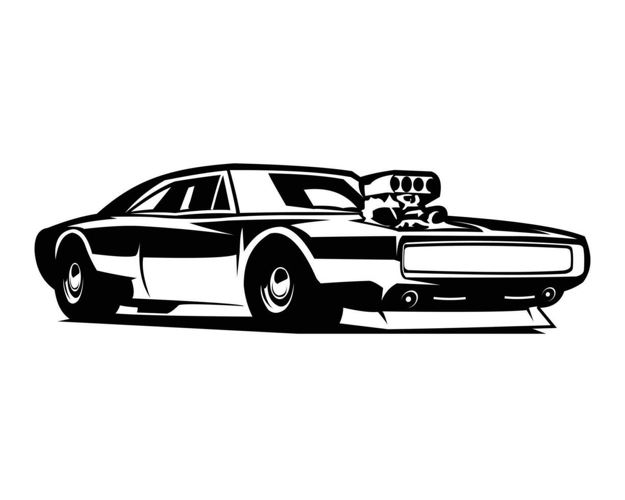 Old 1970s dodge charger isolated white background side view. Best for logos, badges, emblems, icons, available in eps 10. vector