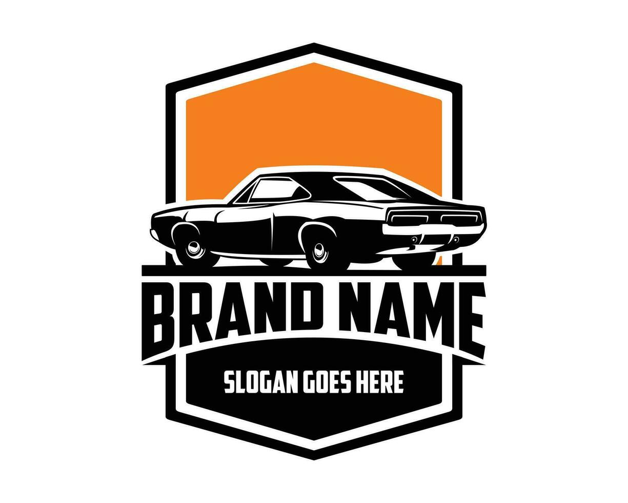 dodge charger 1970 silhouette. isolated white background view from behind. Best for logo, badge, emblem, icon, sticker design, car industry. available in eps 10. vector